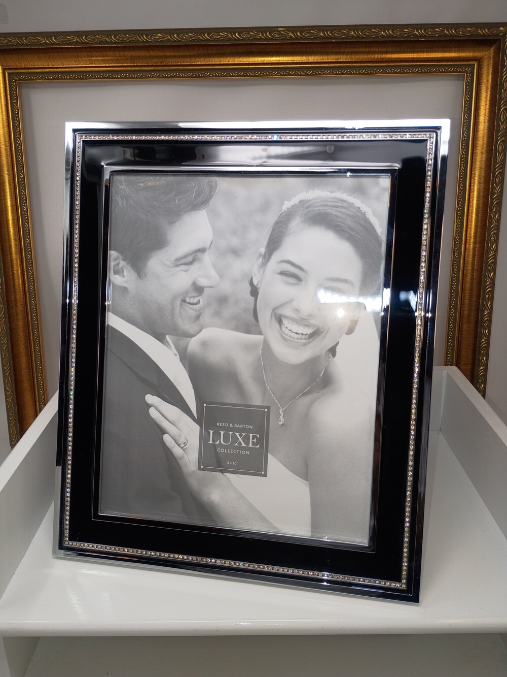 Reed & Barton Luxe Black and Silver Beaded Picture Frame